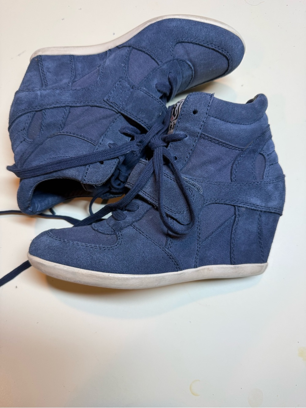 Ash Navy Suede High-Top Wedge Sneakers - Picture 5 of 5